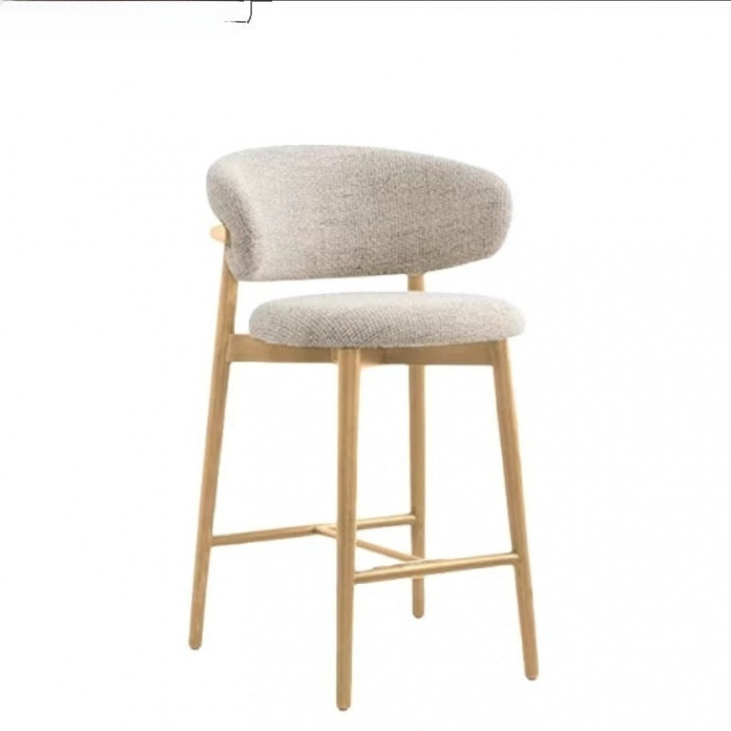 Nordic Solid Wood Bar Stool with Backrest