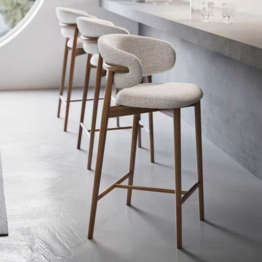 Nordic Solid Wood Bar Stool with Backrest