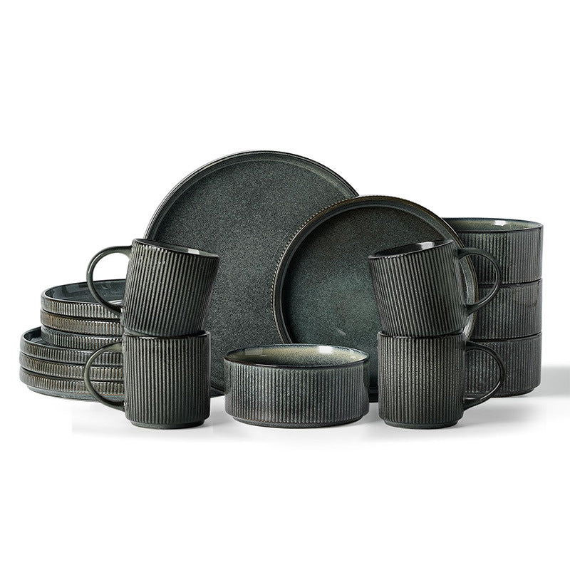 Embossed Ceramic Dinnerware Set 16 Pieces