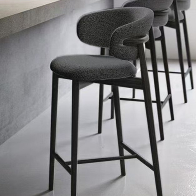 Nordic Solid Wood Bar Stool with Backrest