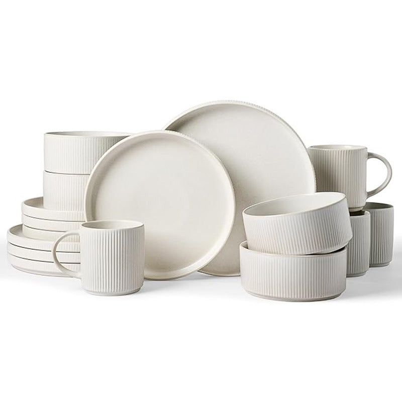 Embossed Ceramic Dinnerware Set 16 Pieces