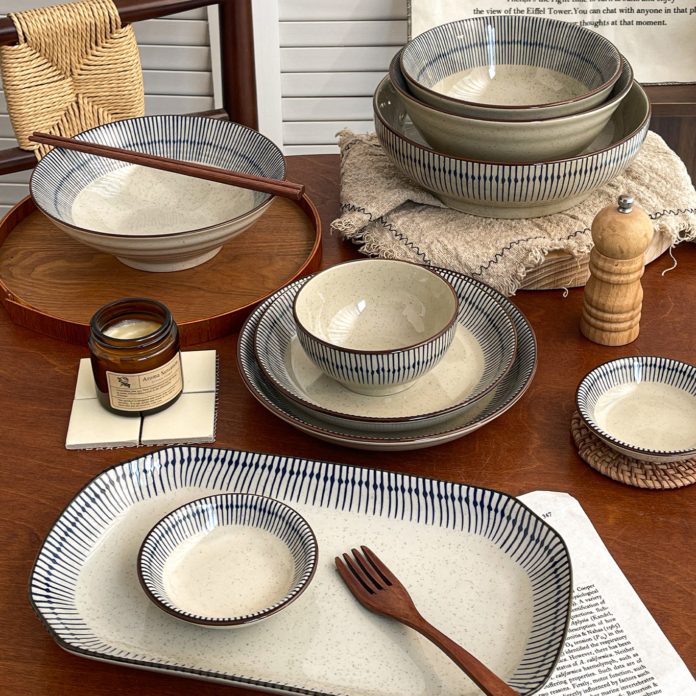 Japanese Ceramic Bowls and Plates Set