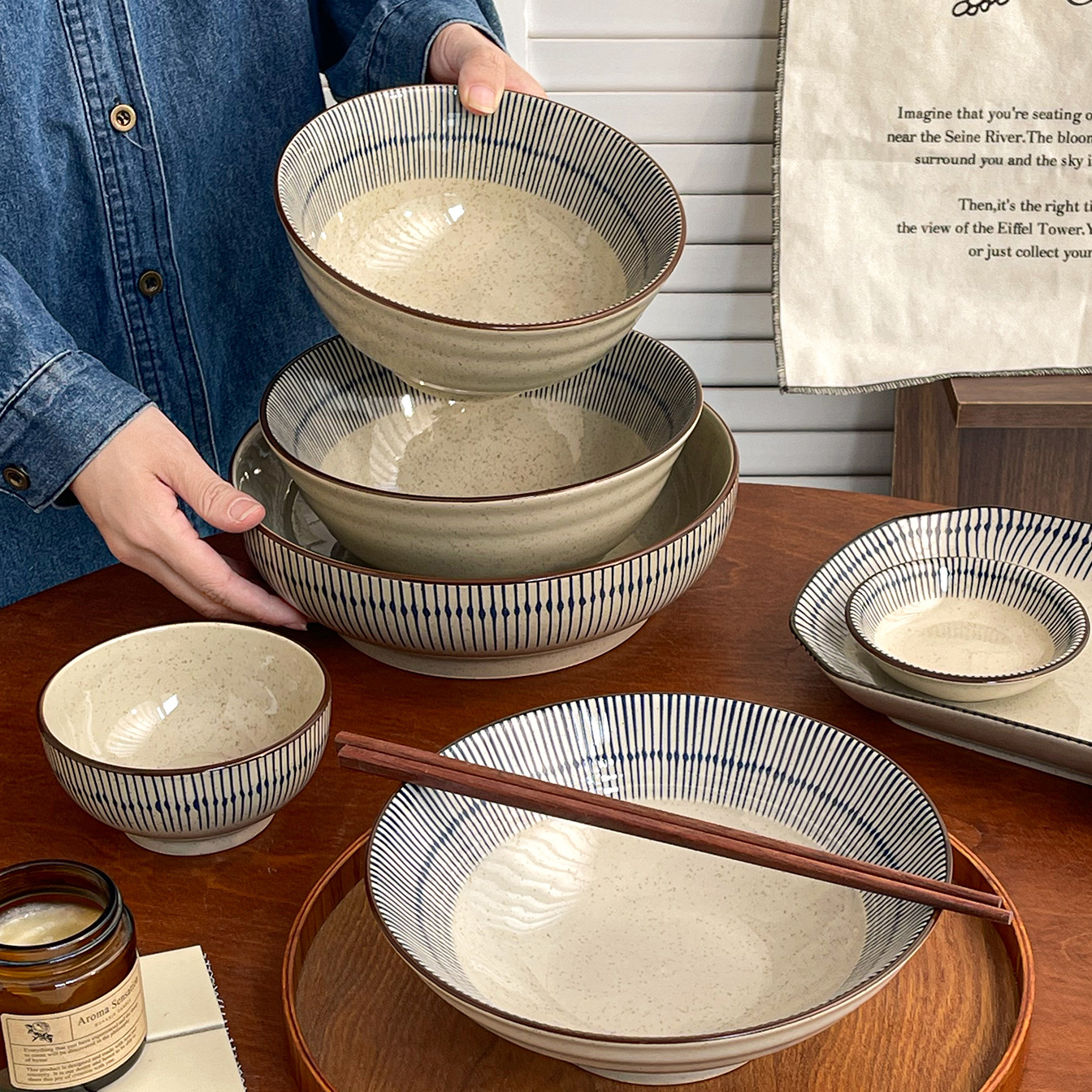 Japanese Ceramic Bowls and Plates Set