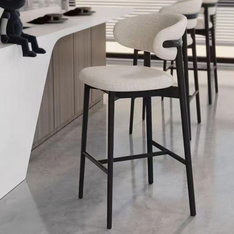 Nordic Solid Wood Bar Stool with Backrest
