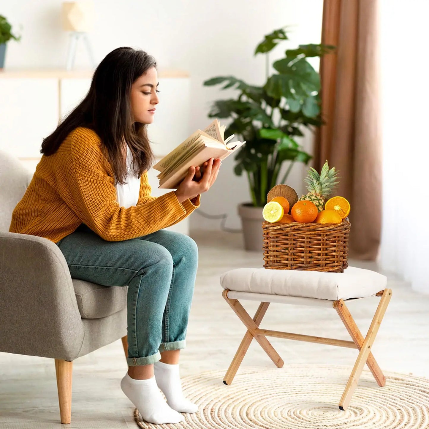 Household Small Foldable Sofa Stool for Living Room