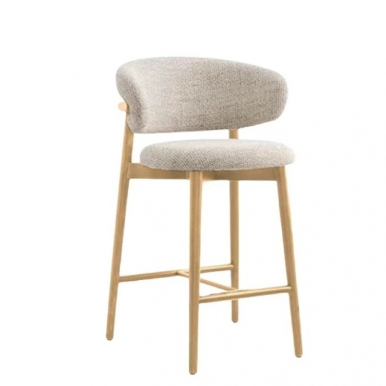 Nordic Solid Wood Bar Stool with Backrest