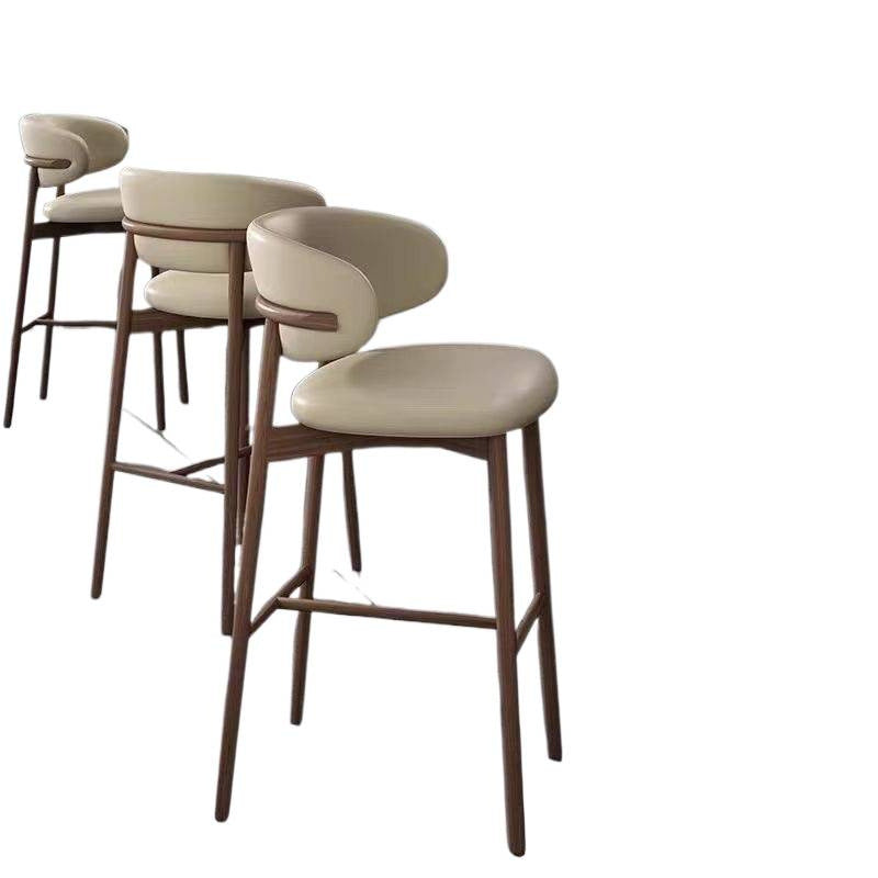 Nordic Solid Wood Bar Stool with Backrest